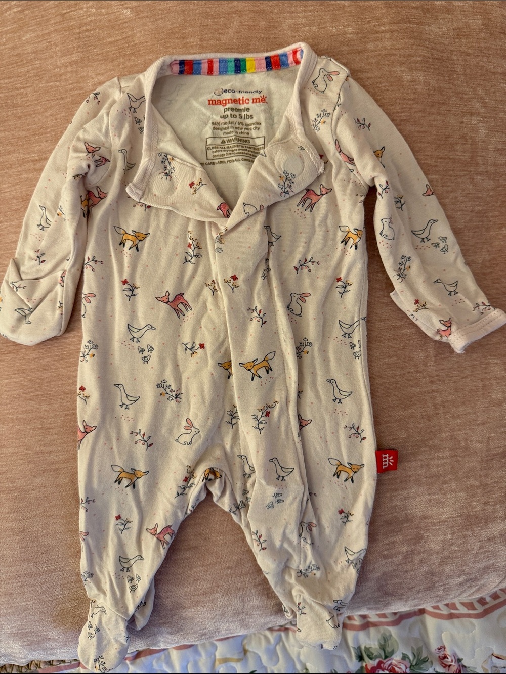 Magnetic Me Preemie Woodland Animal Footed Onesie